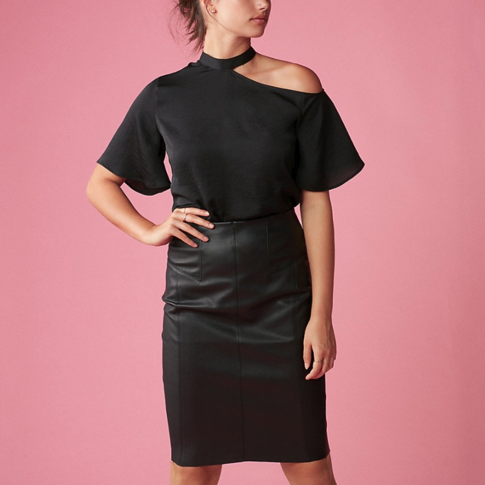 Express High Waisted Leather Pencil Skirt